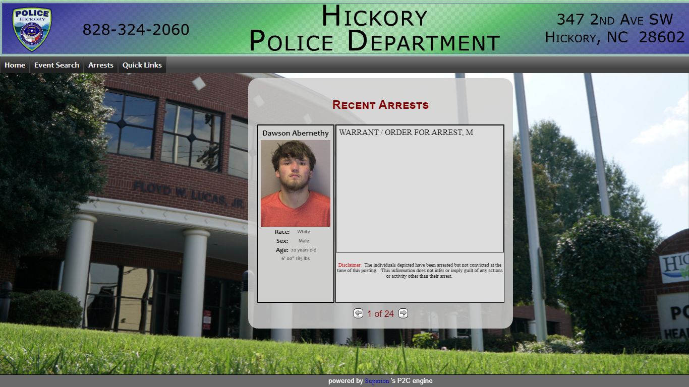 Hickory Police Department P2C - provided by OSSI