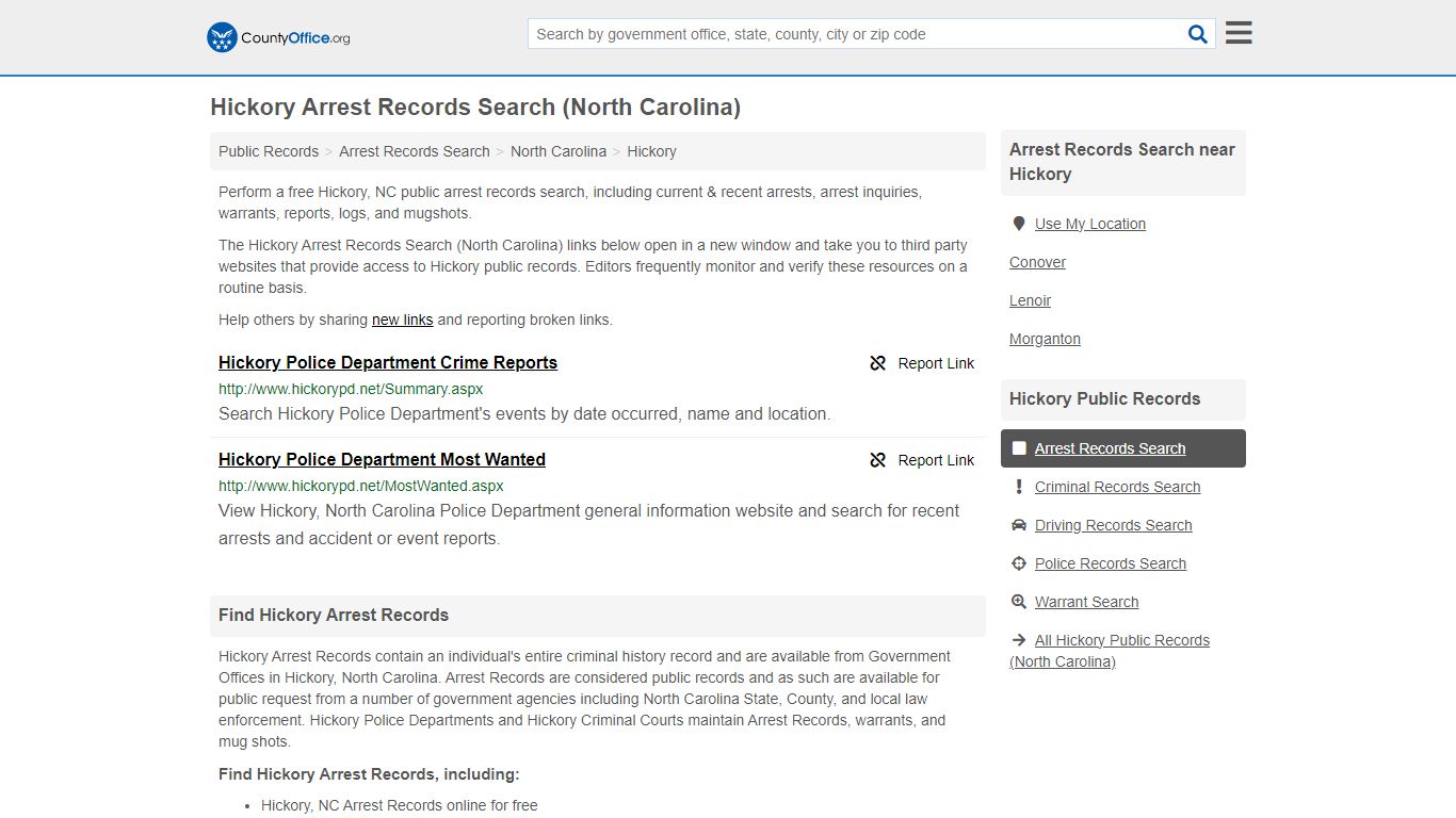 Arrest Records Search - Hickory, NC (Arrests & Mugshots) - County Office