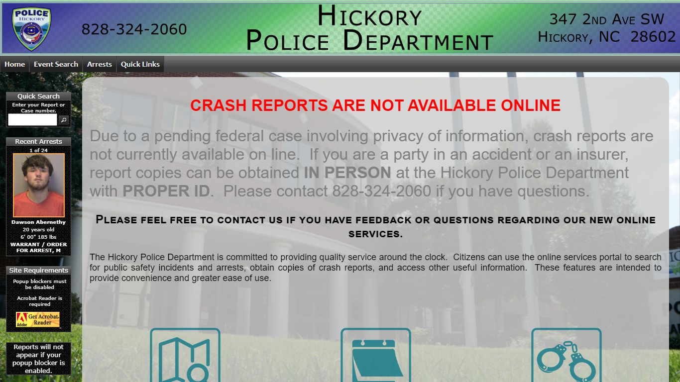 Hickory Police Department P2C - provided by OSSI